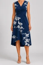 Emma | Ruched Jersey Sleeveless Midi Dress