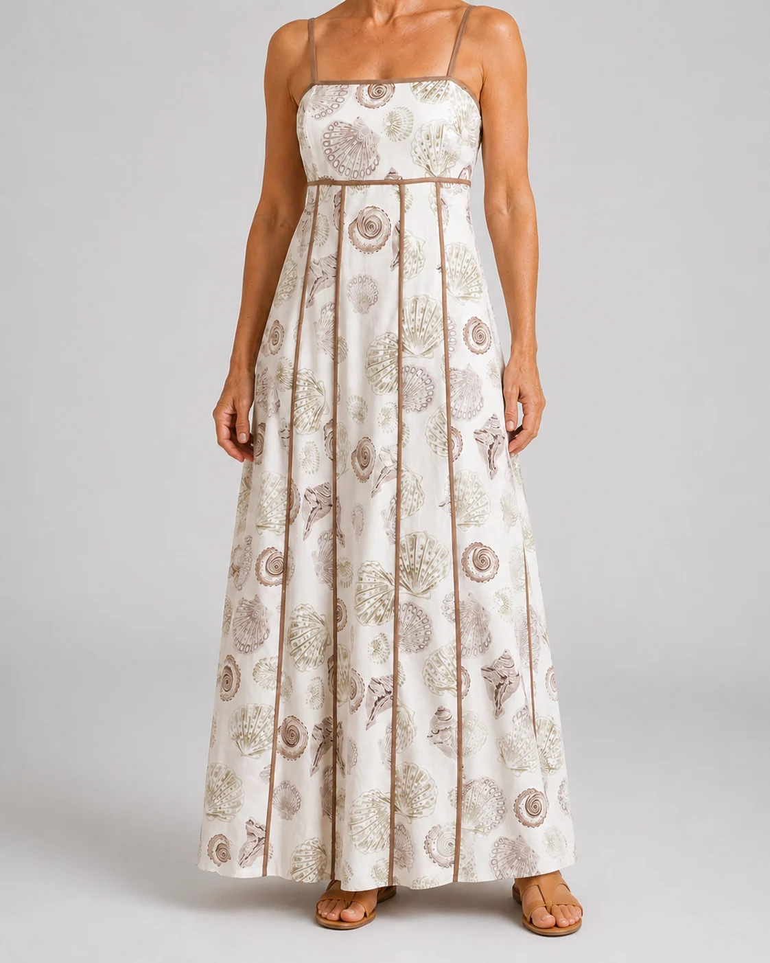 Opal | Seashell Print Flared Maxi Dress