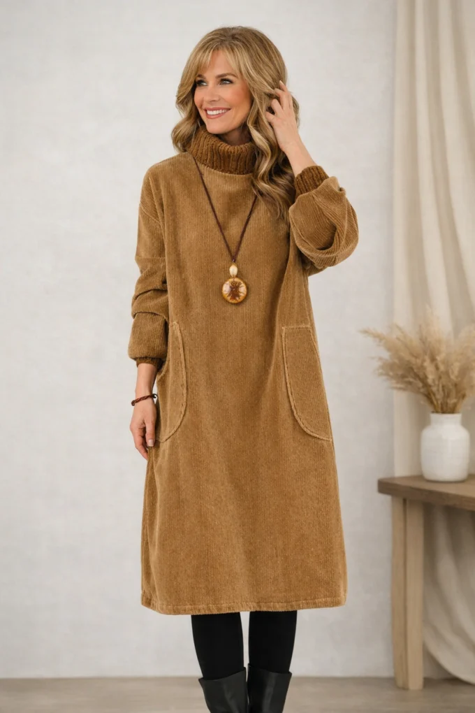 Emilie | Relaxed Turtleneck Midi Dress