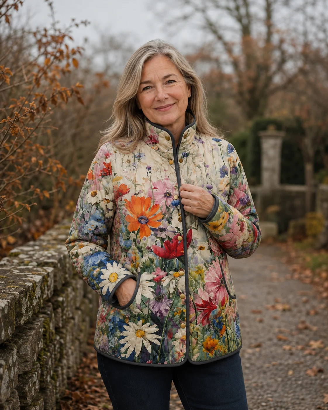 Ghislaine | Quilted Floral Print Jacket