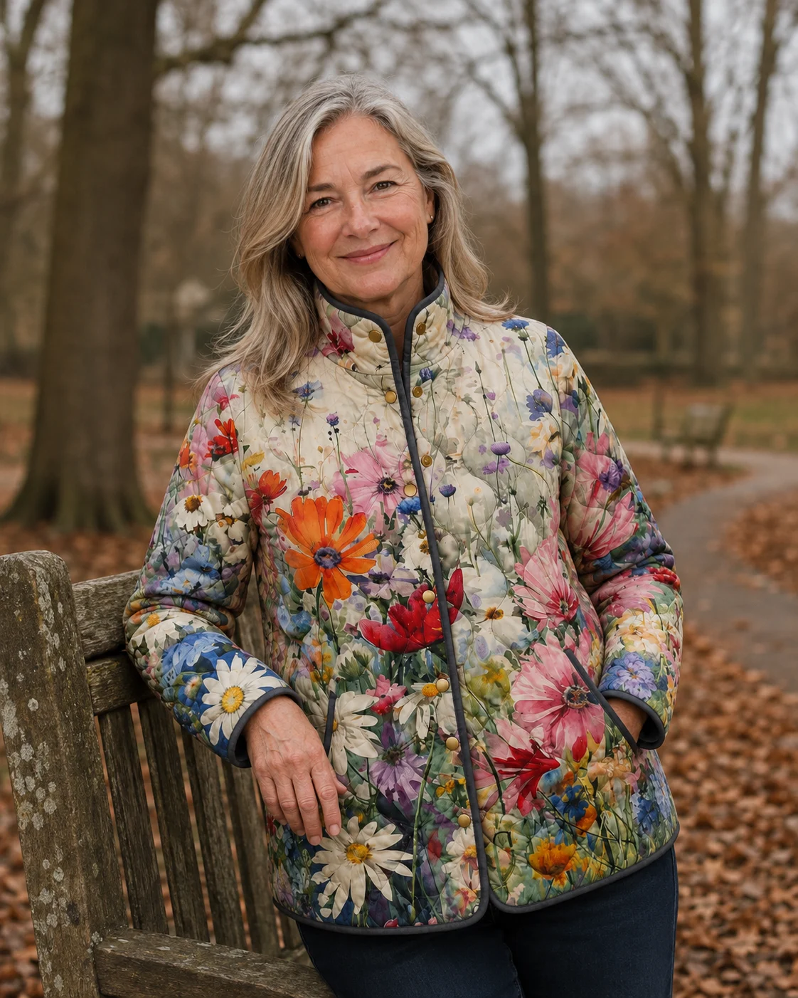 Ghislaine | Quilted Floral Print Jacket