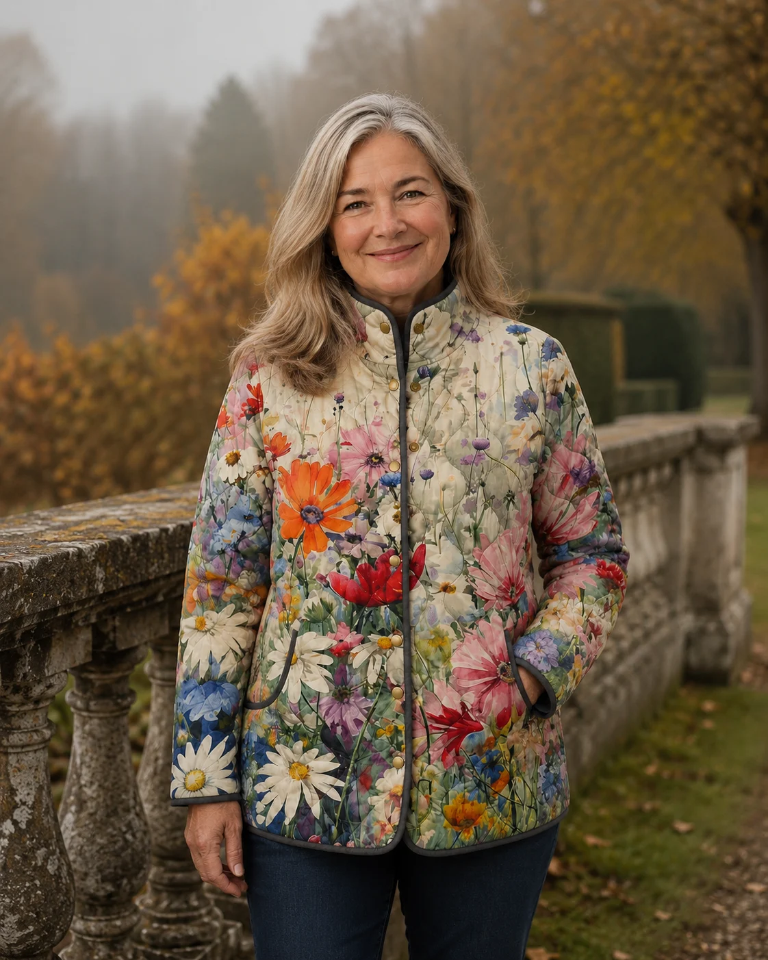 Ghislaine | Quilted Floral Print Jacket