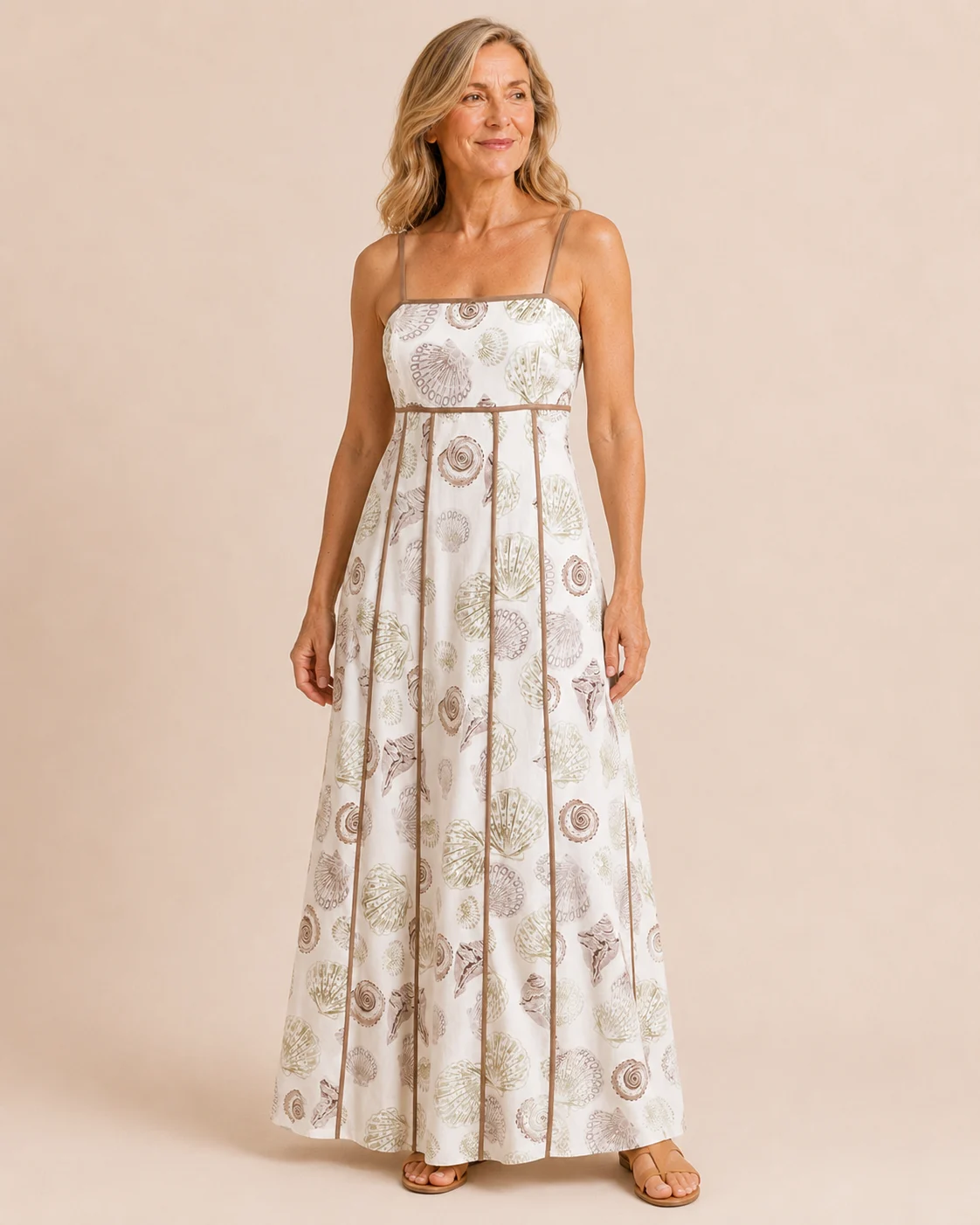 Opal | Seashell Print Flared Maxi Dress