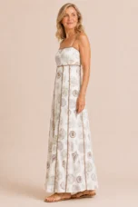Opal | Seashell Print Flared Maxi Dress