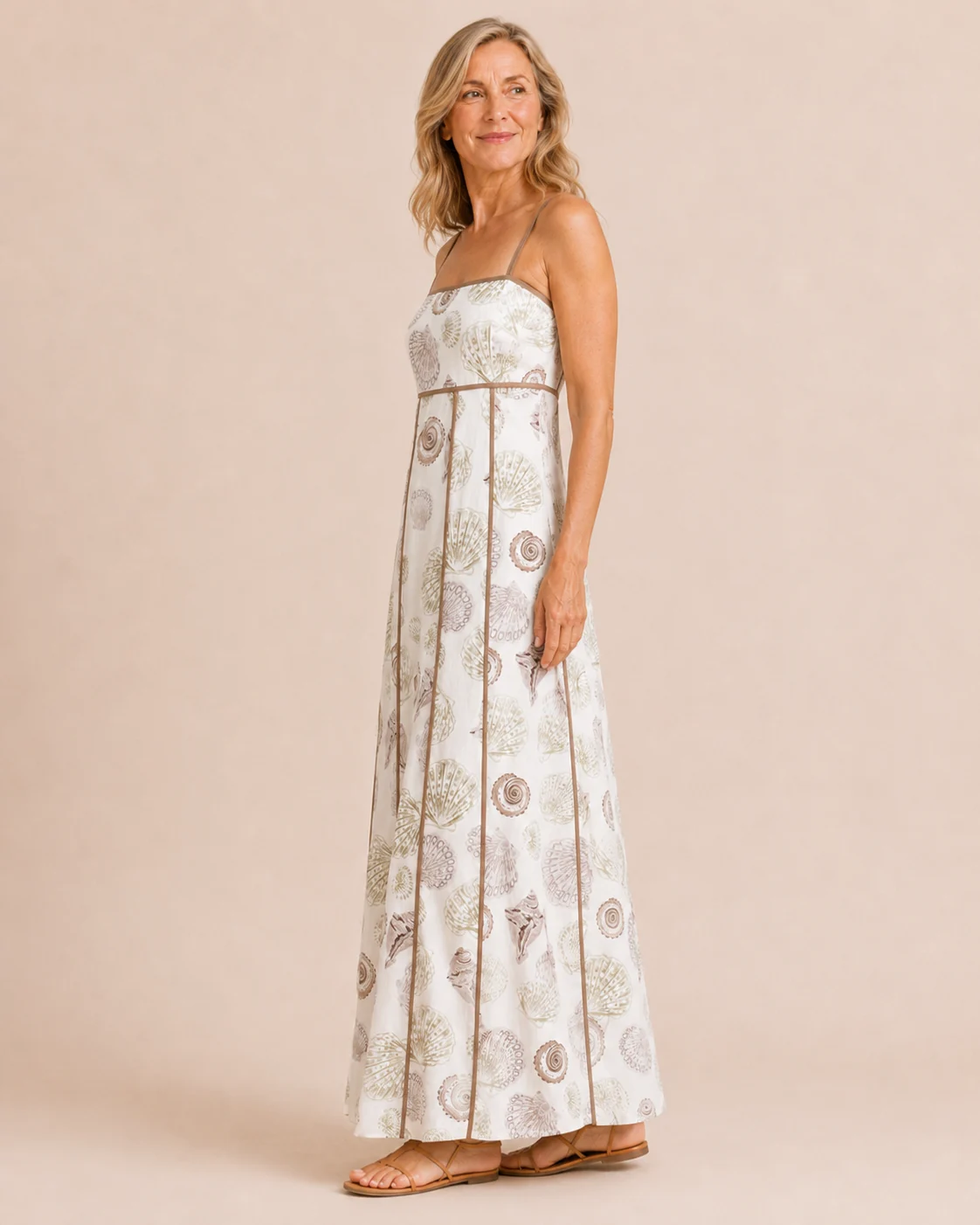 Opal | Seashell Print Flared Maxi Dress
