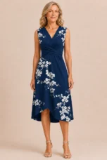 Emma | Ruched Jersey Sleeveless Midi Dress