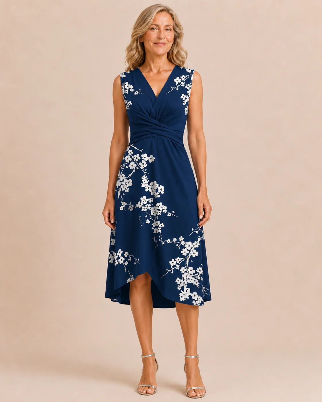 Emma | Ruched Jersey Sleeveless Midi Dress