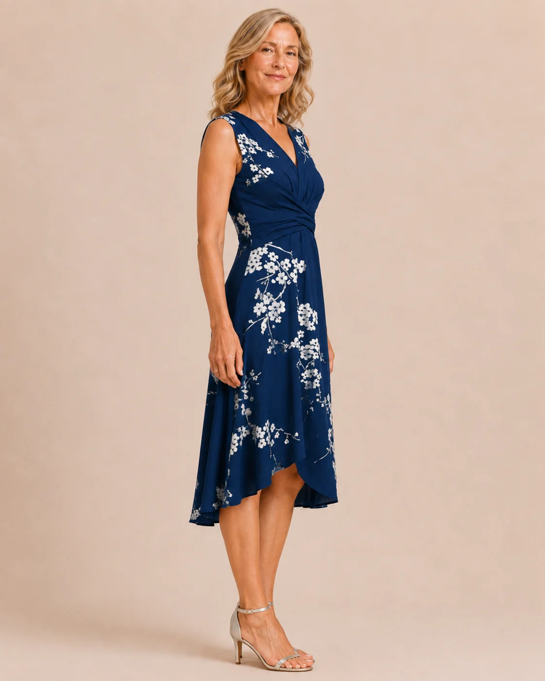 Emma | Ruched Jersey Sleeveless Midi Dress