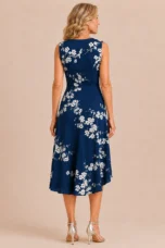 Emma | Ruched Jersey Sleeveless Midi Dress