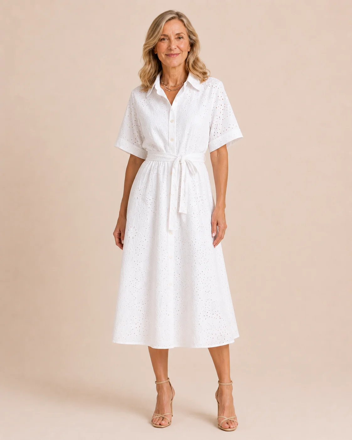 Zilda | Button Front Waist Tie Midi Dress