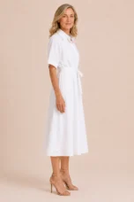 Zilda | Button Front Waist Tie Midi Dress