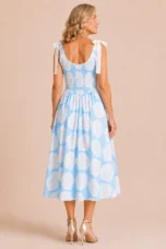 Exilda | Shoulder Tie Smocked Midi Dress