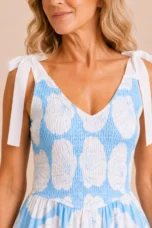Exilda | Shoulder Tie Smocked Midi Dress