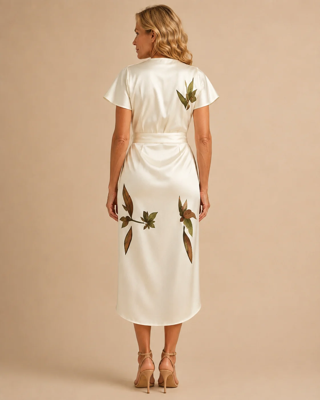 Jacinthe | Leaf Print Tie Waist Wrap Dress