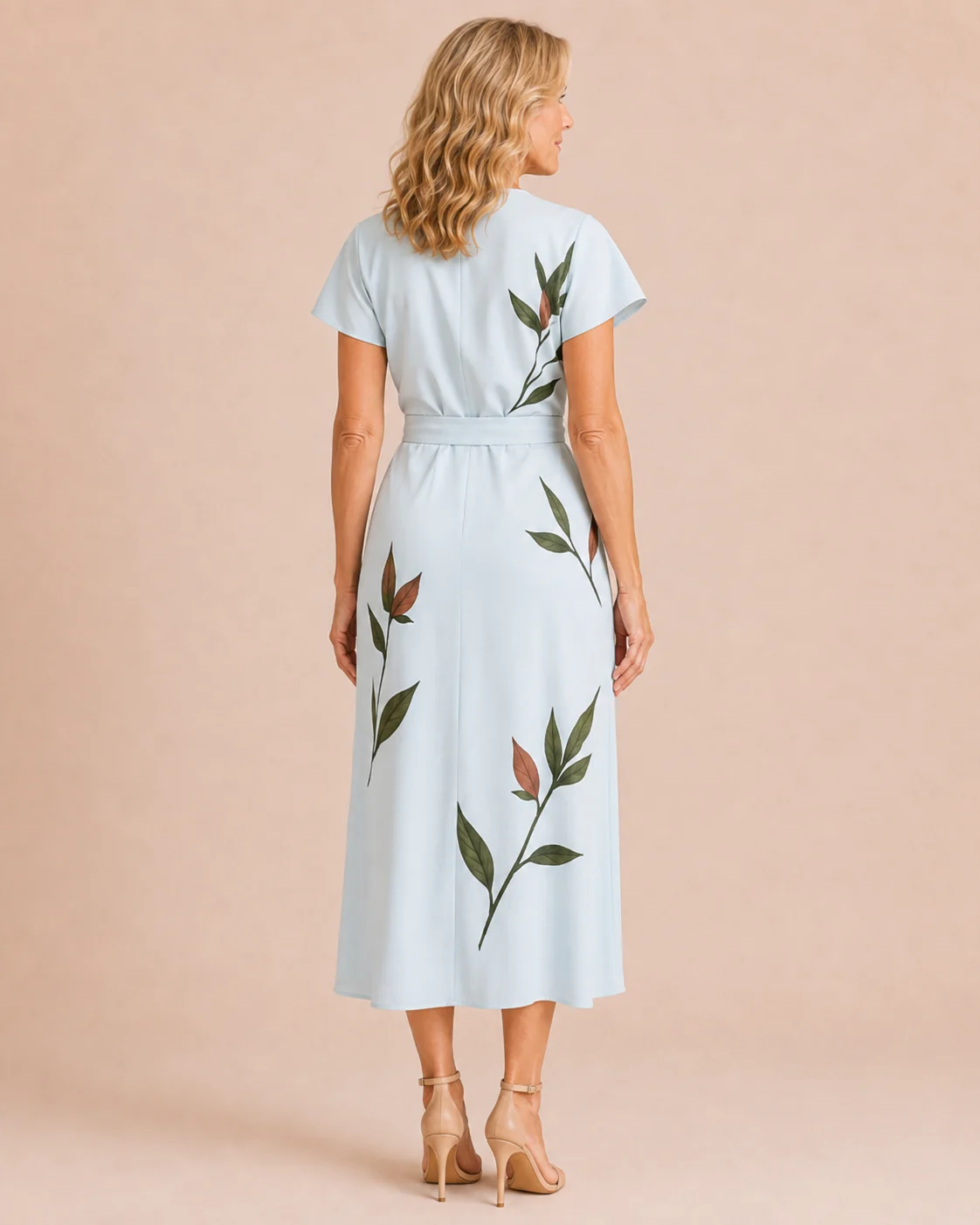 Jacinthe | Leaf Print Tie Waist Wrap Dress