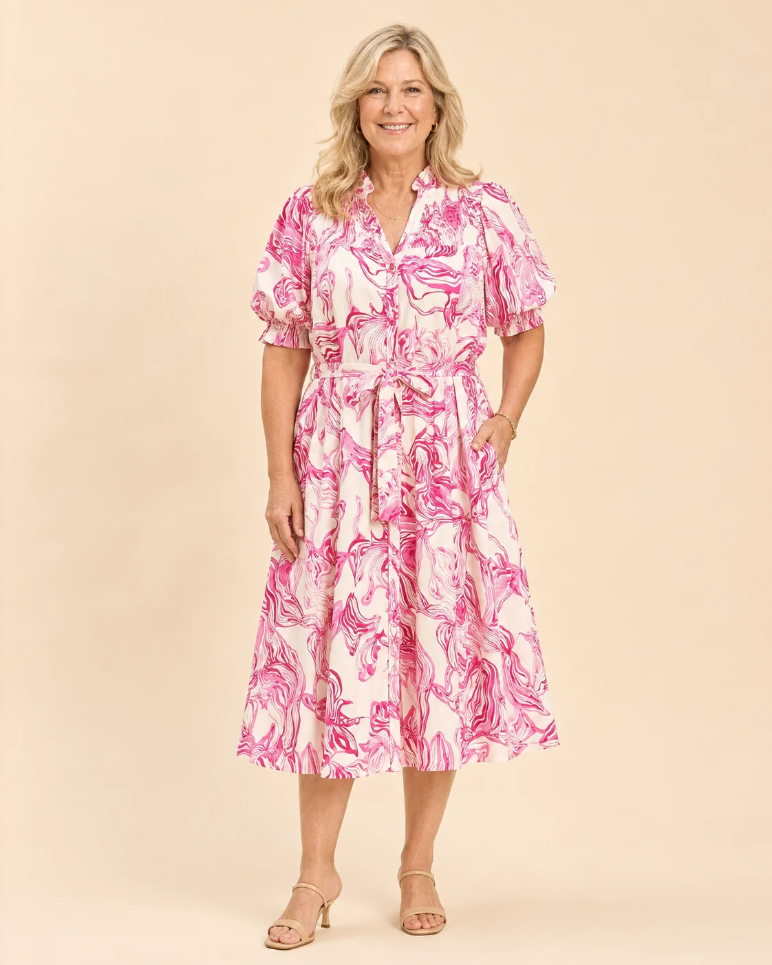 Laurence | Smocked Tie Waist Midi Dress