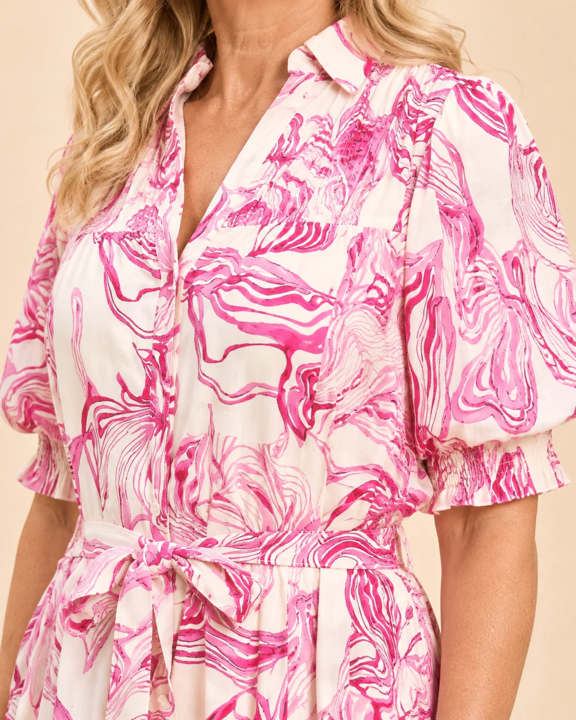 Laurence | Smocked Tie Waist Midi Dress