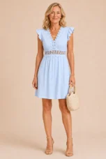 Arlette | Lace Bodice Flutter Sleeve Dress