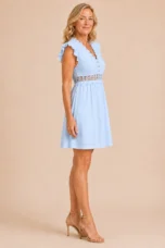 Arlette | Lace Bodice Flutter Sleeve Dress