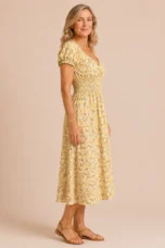 Sophronie | Pleated Frayed Hem Midi Dress