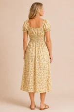 Sophronie | Pleated Frayed Hem Midi Dress