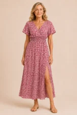 Ozéline | Flutter Sleeve Split Maxi Dress