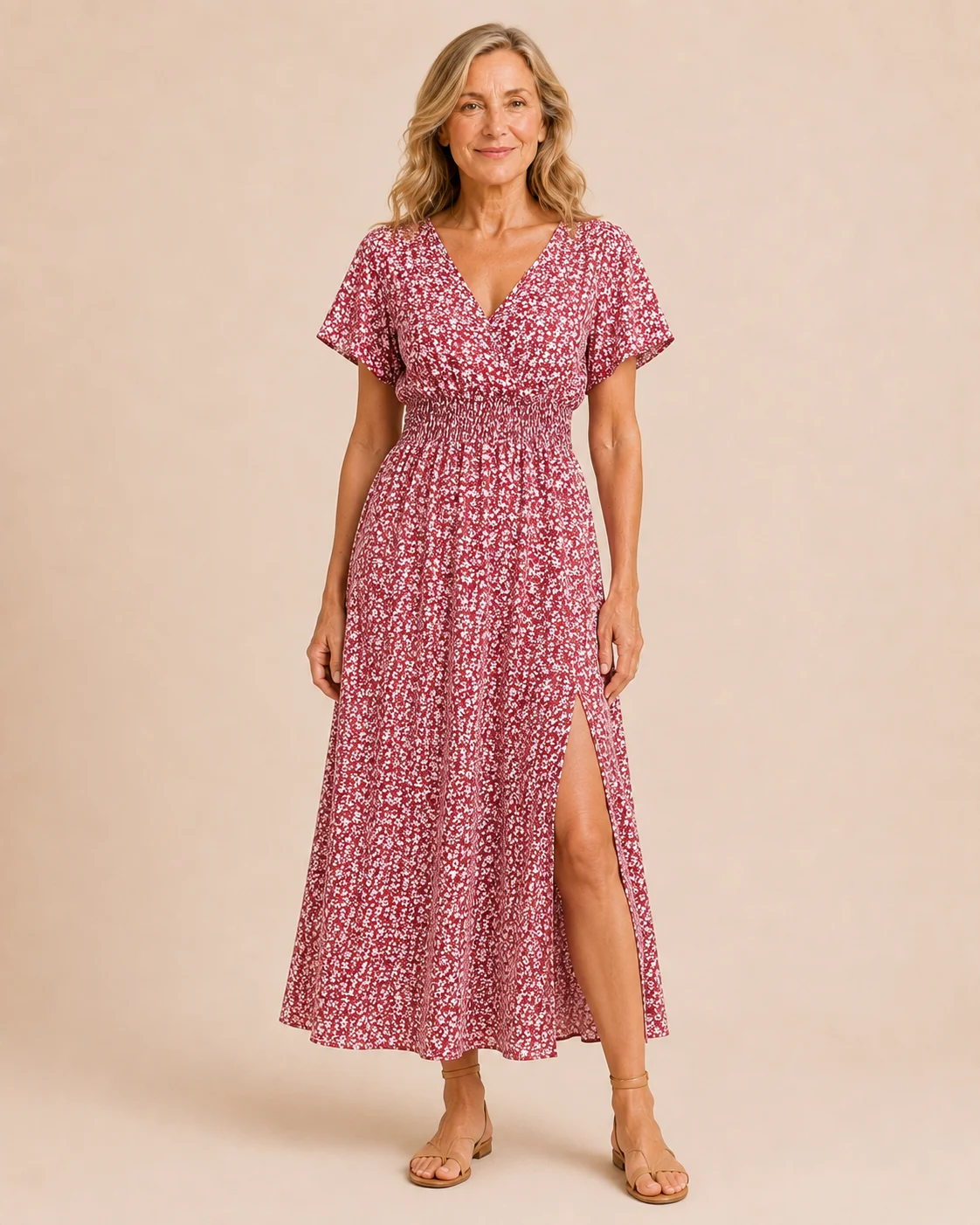 Ozéline | Flutter Sleeve Split Maxi Dress