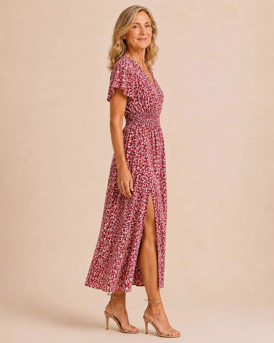 Ozéline | Flutter Sleeve Split Maxi Dress