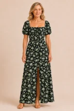 Noémie | Painterly Floral Split Hem Dress