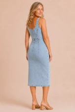 Alvina | Panel Seam Denim Midi Dress
