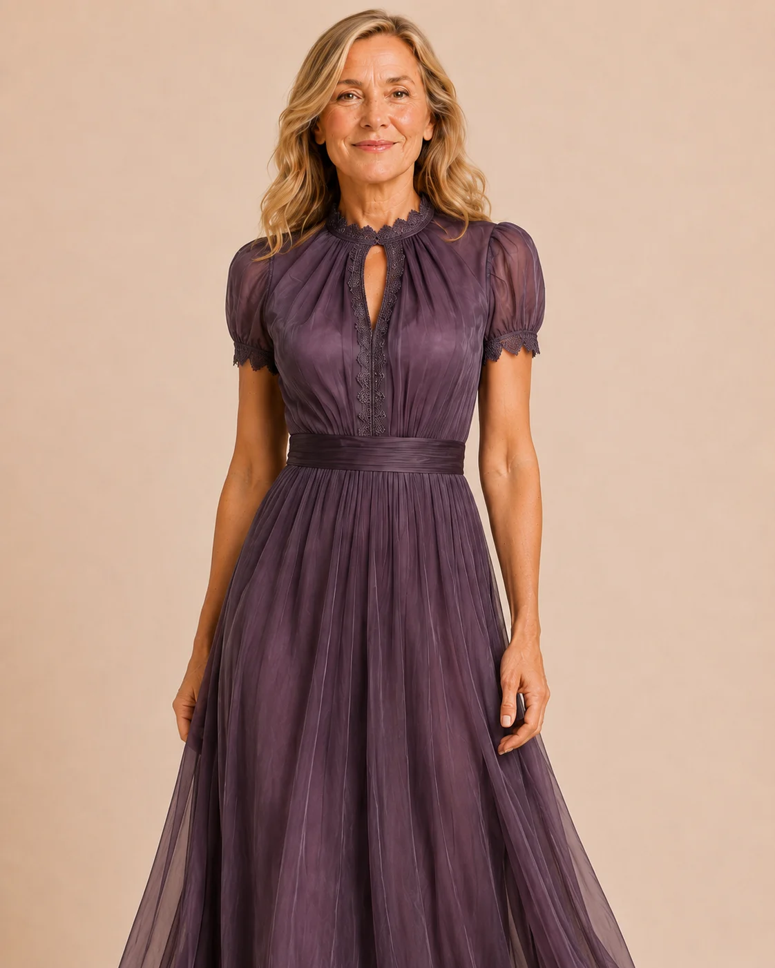 Anicette | Lace Bodice Chiffon Maxi