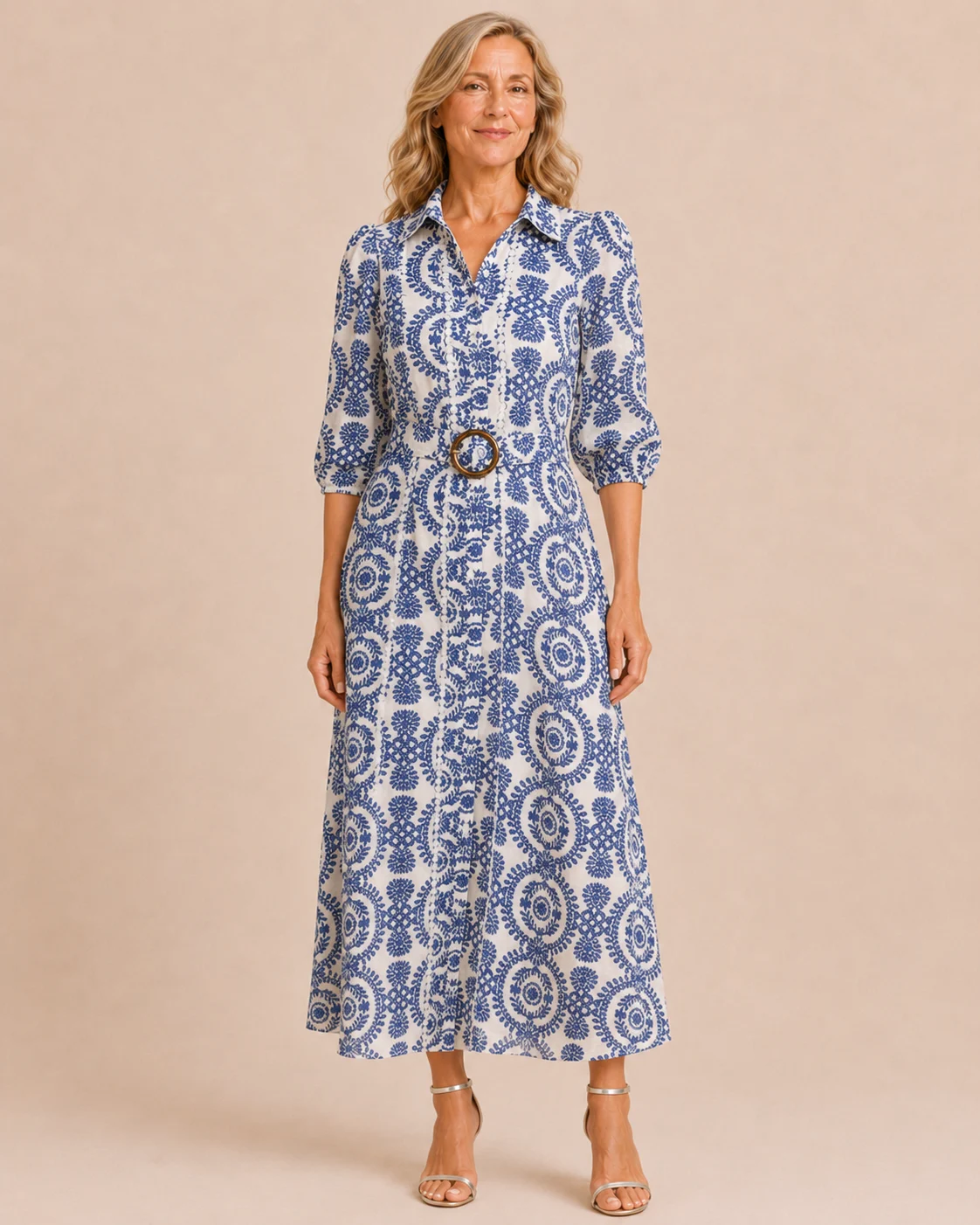 Gracia | Deep Blue Tie Waist Wrap Dress