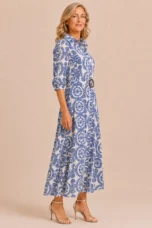 Gracia | Deep Blue Tie Waist Wrap Dress