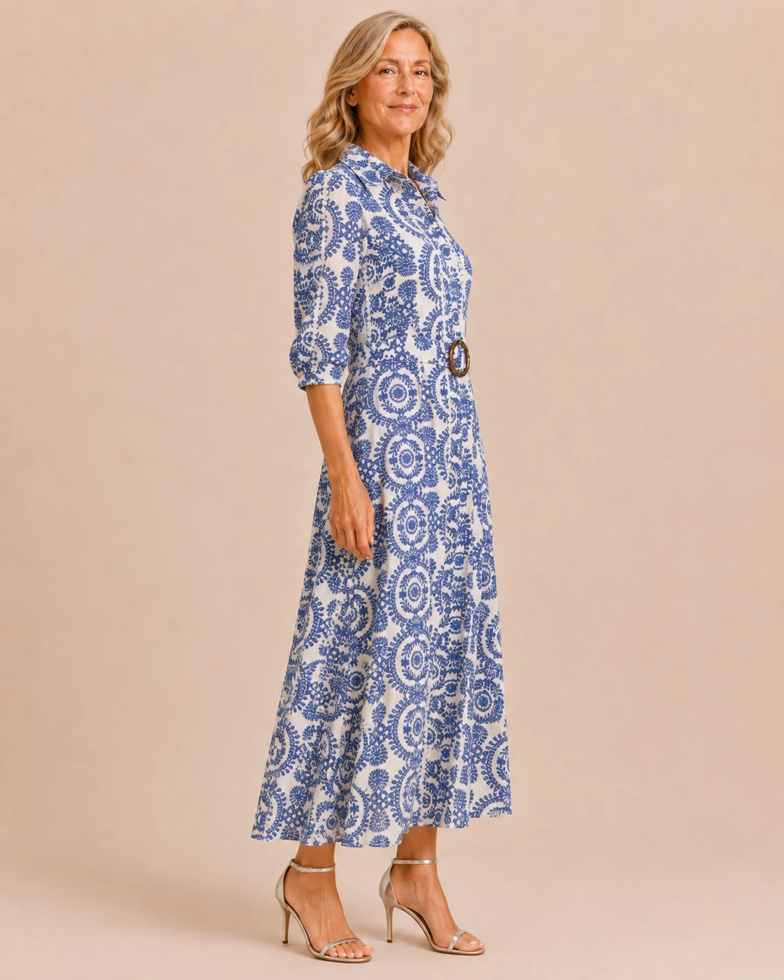 Gracia | Deep Blue Tie Waist Wrap Dress