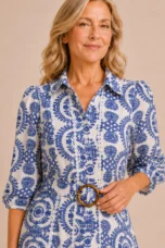 Gracia | Deep Blue Tie Waist Wrap Dress