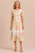 Flora | Openwork Lace Midi Dress