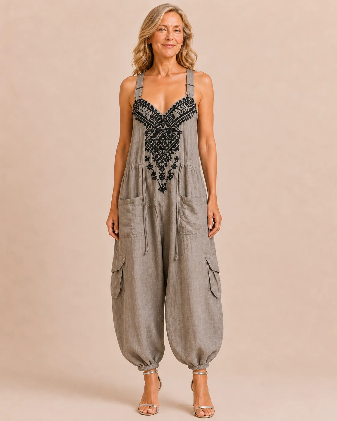 Régina | Embroidered Bodice Jumpsuit