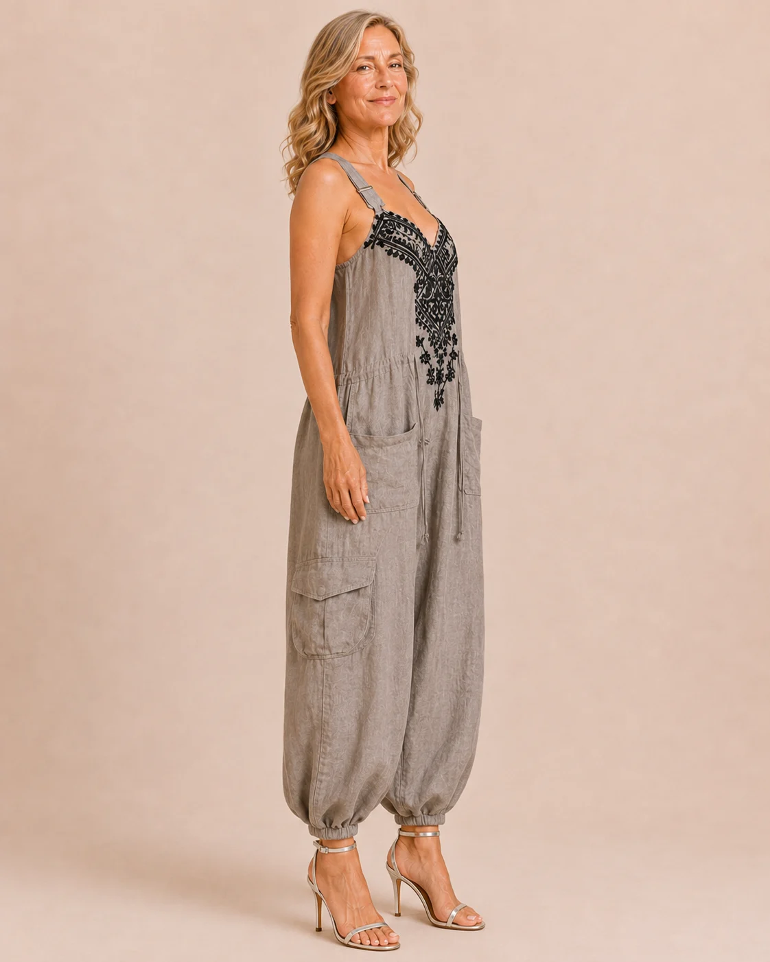 Régina | Embroidered Bodice Jumpsuit