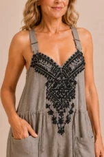 Régina | Embroidered Bodice Jumpsuit