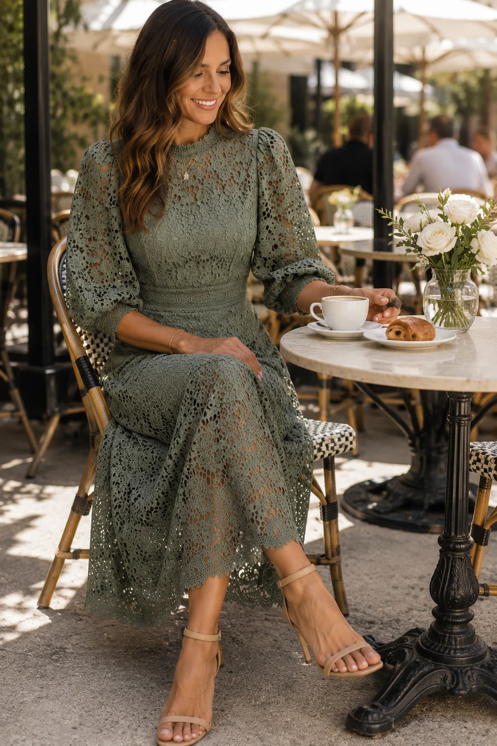 Victoire | Lantern Sleeve Midi Dress
