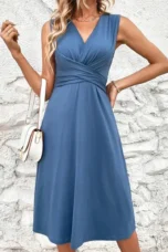 Emma | Ruched Jersey Sleeveless Midi Dress