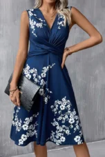 Emma | Ruched Jersey Sleeveless Midi Dress