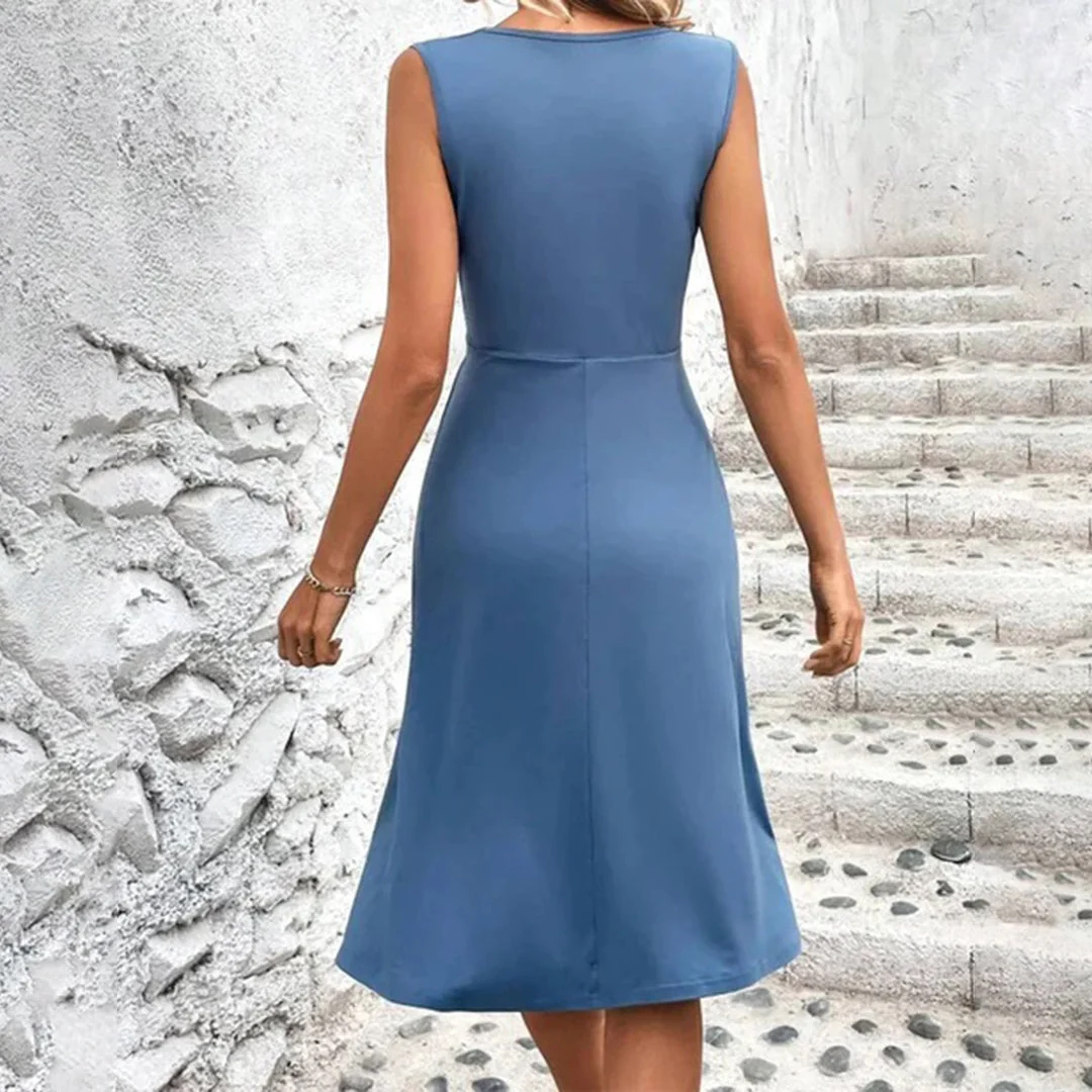 Emma | Ruched Jersey Sleeveless Midi Dress