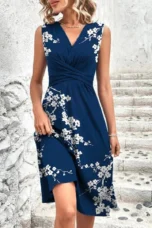 Emma | Ruched Jersey Sleeveless Midi Dress