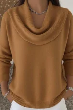 Dorine | Draped Collar Knit Sweater