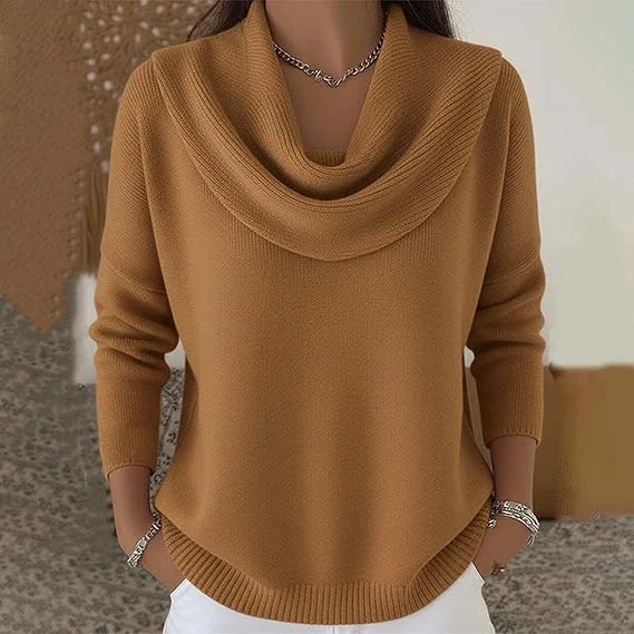Dorine | Draped Collar Knit Sweater