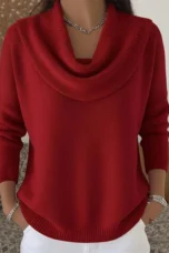 Dorine | Draped Collar Knit Sweater