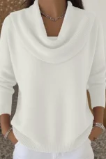 Dorine | Draped Collar Knit Sweater