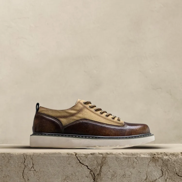 Célestin | Leather Canvas Lace-Up Sneakers