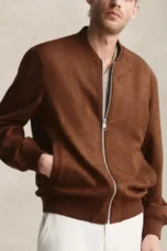 Damien | Brushed Cotton Zip Front Jacket